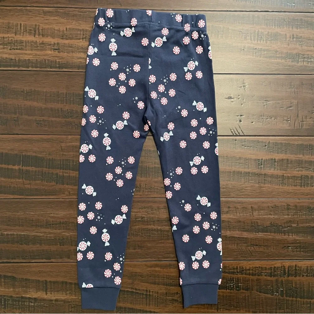 Petit Lem Navy Blue Peppermint Starlight Spiral Holiday Pajama Set NWT